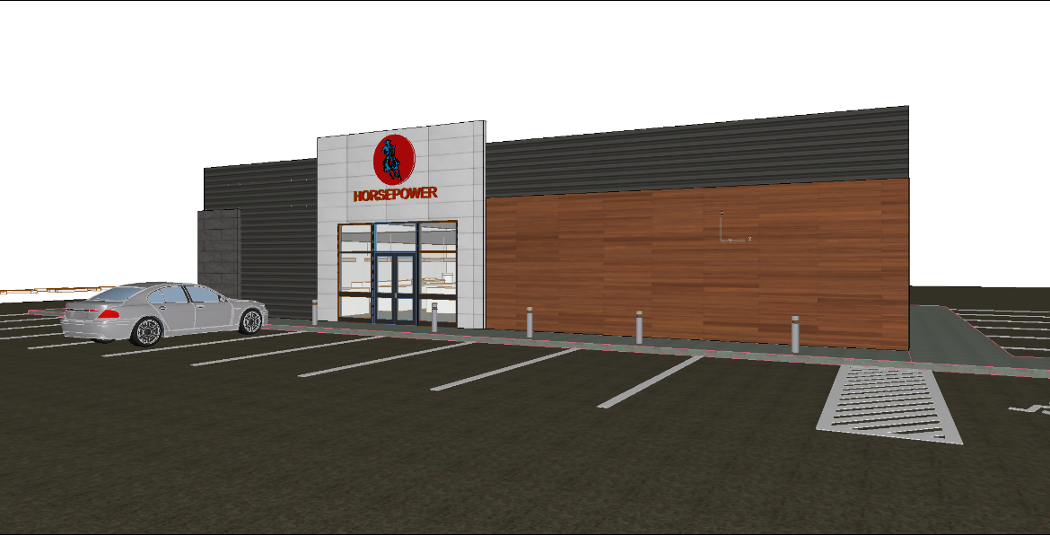 Preliminary exterior concept rendering for the Greenville commercial project, supplied by OMHAZE Inc.